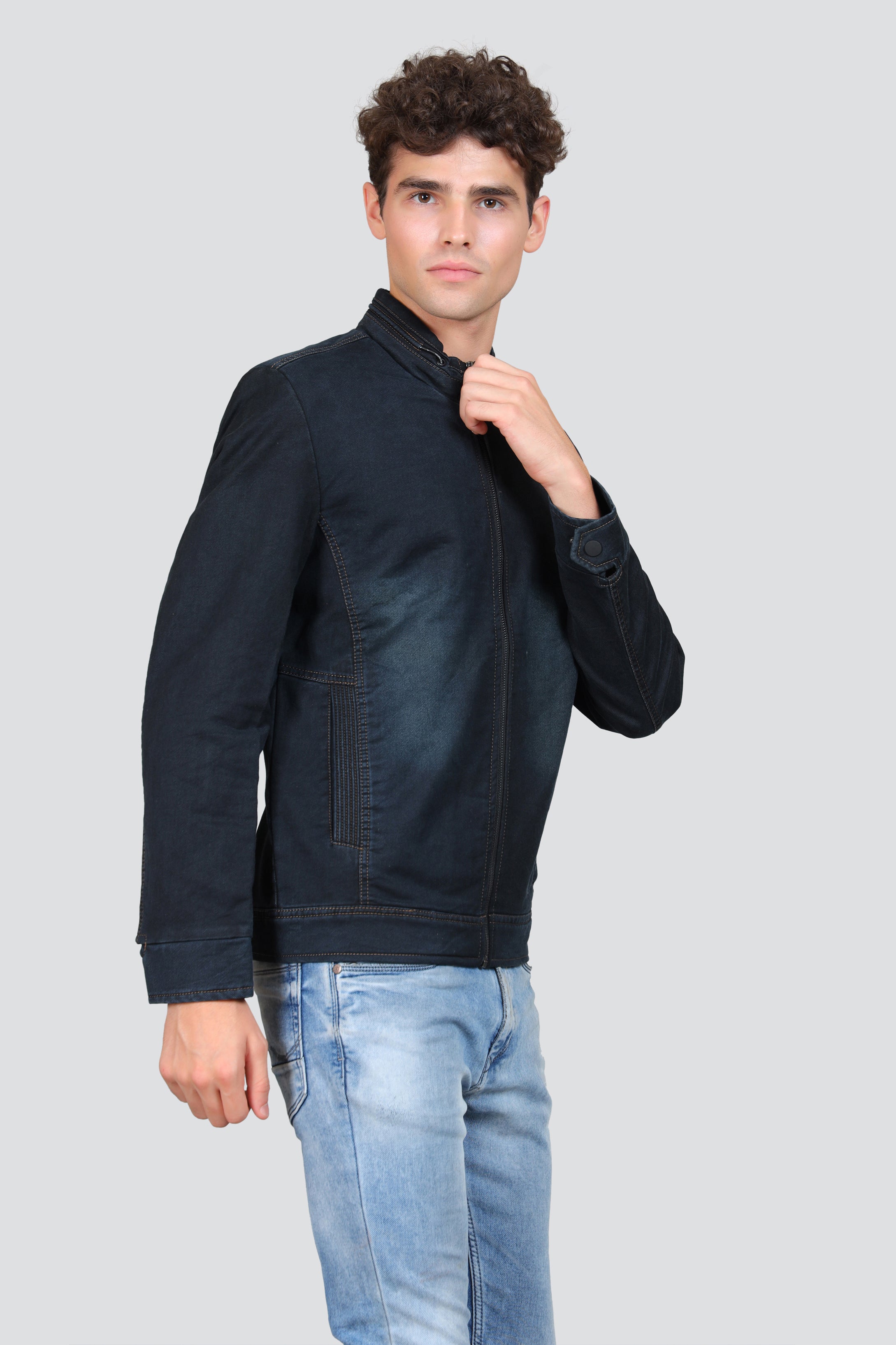Buy VOXATI Grey Full Sleeves Mandarin Collar Denim Jacket for Men's Online  @ Tata CLiQ