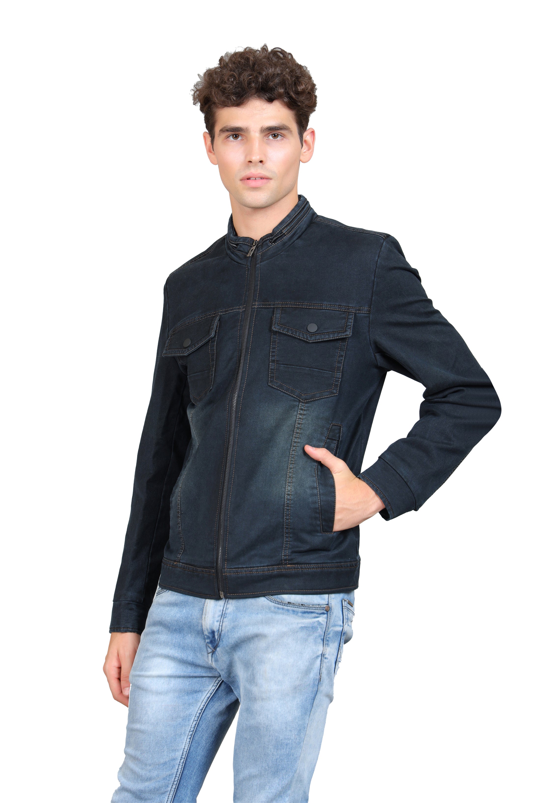 Buy YOUNG CLUB CLASSIC Stand Collar Denim Jacket - Jackets for Men 26374042  | Myntra